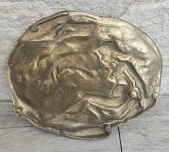 Brass Art Nouveau Trinket Dish Card Pin Tray, Heavy Quality Vide Poche Art…