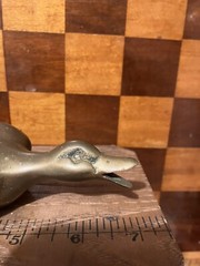 Vintage Rare Metal Brass Figural Flower Frog Flying Duck Form