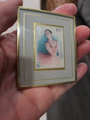 Hanford Heirloom 1982 Stamp Ballerina Great Britain 265/10K Brass Frame.