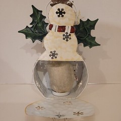 HOME INTERIORS 10″ Metal Snowman Lantern Votive Candle Holder Christmas Holiday