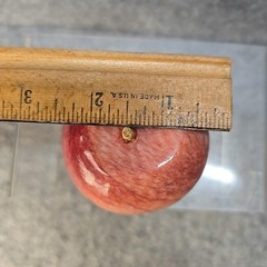 Vintage Polished Red Apple Marble Stone Fruit w/ Wood Stem