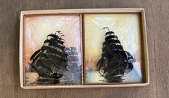 VTG 1940s Convex Glass Silhouette Victorian/Art Deco Reverse Painting – pair
