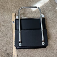 Vintage Microsoft Logo Folding Floor Chair Travel Seat Black White Chrome