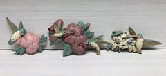 Vintage Set of 3 Hummingbirds Plastic Wall Hanging Decor Made in USA Burwood