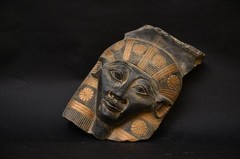 Egyptian Hathor Mask Sculpture Ancient Egyptian Antiques Face and Solid Stone BC