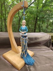 Tassel doll pretty blue outfit, beaded, unique, 12 inch