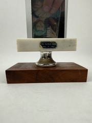 Bass Fishing Trophy “Biggest Bass” 1973 W/ Metal Fish Topper & Marble 15” VTG GC
