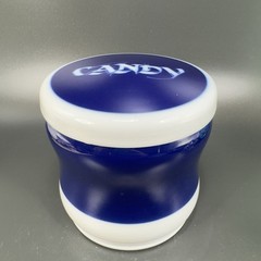 1970s Porsgrund Norway Porcelain Covered Candy Dish Jar Blue White Container VTG
