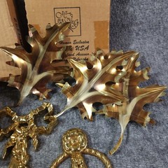 VTG MCM LOT Homco Brass Butterfly Flowers Gold Metal Wall Sconces & Art Decor