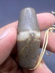 ANCIENT STONE BEAD- ANCIENT BLACK AND WHITE BANDED JASPER AFGHANISTAN BEAD