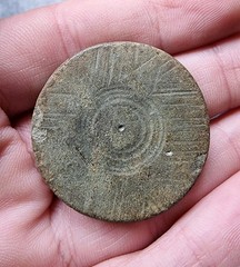 Rare Queen Anne Trade Weight Bronze Detector Find 1702-1714 Antique 34mm 25.18g