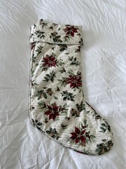 Longaberger Homestead | Traditional Christmas Stocking | Poinsettia Holly Berry
