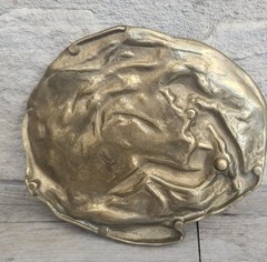 Brass Art Nouveau Trinket Dish Card Pin Tray, Heavy Quality Vide Poche Art…