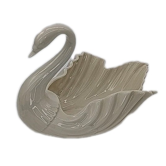 Lenox Porcelain Swan Figurine Candy or Trinket Vintage Ivory Medium 6.5”x 8.5”