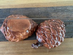 Vintage MCM Ceramic Brown Pinecone Shaped Lidded Trinket Dish