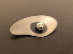 925 Silver Vintage Orb Brooch MCM Otto Robert Bade Modernist Design