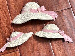 VTG Burwood Home Interiors Faux Wicker w/ Pink Bows Plastic Wall Decor~10 Pieces