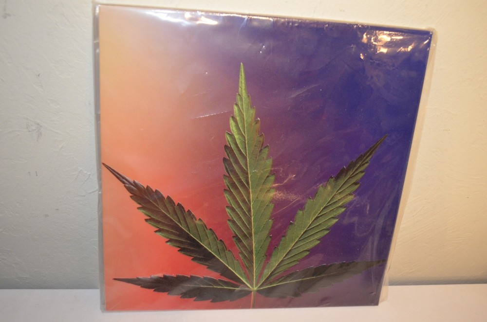 Marijuana Weed Cannabis Pot Leaf Psychedelic Large Ceramic Tile Vintage 1990s