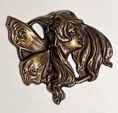 Lot of 3 Vintage Bronze Art Nouveau Repousse Medallions, About 1″ Each