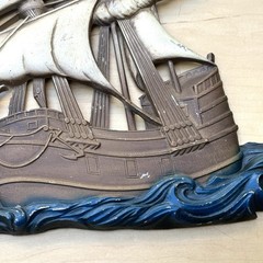 Vintage Metal Sail Ship Boat Sexton Wall Art Nautical / Pirate / Sea Decor