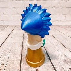 Vtg Ceramic Sunflower Baby Figurine Hand Crafted Flower Head Gold Blue Figure