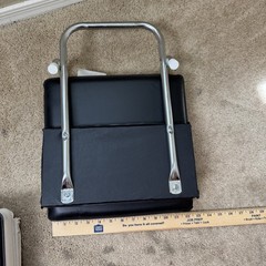 Vintage Microsoft Logo Folding Floor Chair Travel Seat Black White Chrome