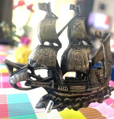 Vintage Cast Aluminum Ship wall hanging-Japan