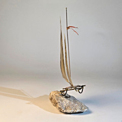 Mid-Century Modern Brass & Copper Sailboat by DeMott on Quartz