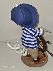 ANNALEE NEW Sailor Mouse 8″ Plush w/ Ship Wheel helm. White/Blue 2005 adorable.