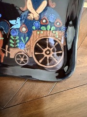 JAKOB STUCKI Switzerland Folk Art 12” Pottery Plate Tray Marked
