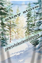 Snowy Forest Tapestry Winter Walk unframed art wall hanging 59X82 in