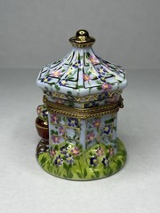 Vintage Atelier De Lemoges France Trinket Dish Bird House Hand Painted Porcelain