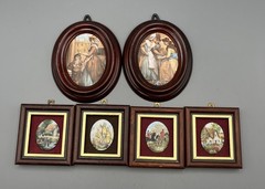 Set Of 6 Pat Collins London Vitreous Enamel On Copper Framed Miniature Pictures