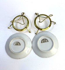 Limoges France Miniature Porcelain Decorative Plates Lot of 2 -Gold Trim & Stand
