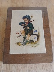 Hilde Hummel German Illustration Print Boy Portrait Mounted on Wood Unframed