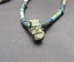 NILE Ancient Egyptian Bes Amulet Mummy Bead Necklace ca 300 BC