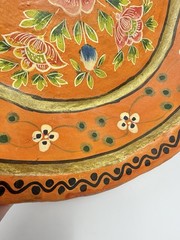Vtg Artisan Hand Painted Floral Papier Mache Bowl Platter Folk Art Decor