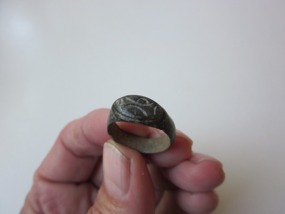 very rare ancient Viking engraved massive bronze ring with runes. IX – X AD.