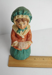 Vtg. Hand Painted Porcelain Bell Figurine 1980 Enesco Lady Dressed Old Fashion