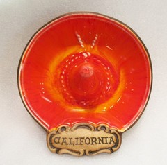 TREASURE CRAFT Orange Lava Glaze Sombrero Hat California Made in USA