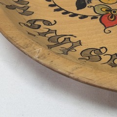 Vintage Norwegian Wooden folk Art Hand Painted Prayer Plate.