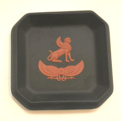 Wedgwood Jasperware Black & Terracotta Pin Dish Plate feat. Egyptian Sphinx