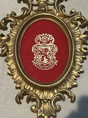 Gold Toned Family Crest Velvet Antique Inspired Wall Art Made in USA
