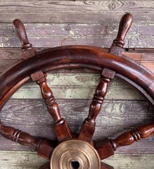 36 “Inch Large Antique Style Wooden Ship Wheel Nautical Wall Decor, Maritime Art