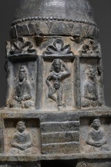 CIRCA NEAR EASTERN GANDHARAN METAL STUPA WITH BUDDHA FIGURES AND SCENES. RARE