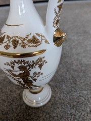 24K Gold Greek Gods & Goddesses Porcelain Ewer Jug Vase Handmade Greece MINT