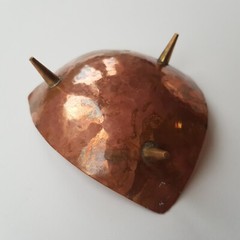 Copper art trinket coin dish tripod legs MCM retro modernist triangular vintage