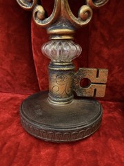 Ornate Rococo Victorian Hollywood Regency Style Gold Key Candle Holders Set Of 3