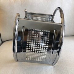 VTG Round Chrome Metal Glass Wall Shelf MCM Mesh Side Bauhaus Eileen Gray Circle