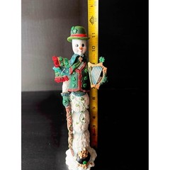 Vintage 2000 Lenox Shamrock Snowman Collectable Figurine Tall Pencil Figure
